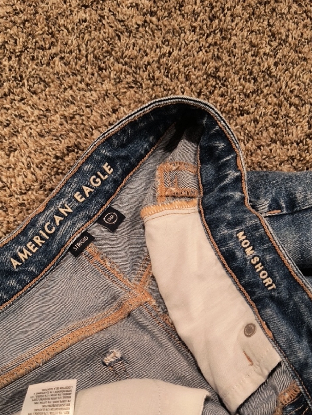 American Eagle Outfitters Blue Distressed High-Rise Jean Shorts - Picture 3 of 4
